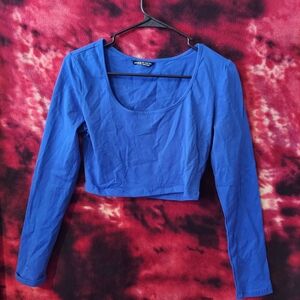SHEIN Royal Blue Long Sleeve Crop Top